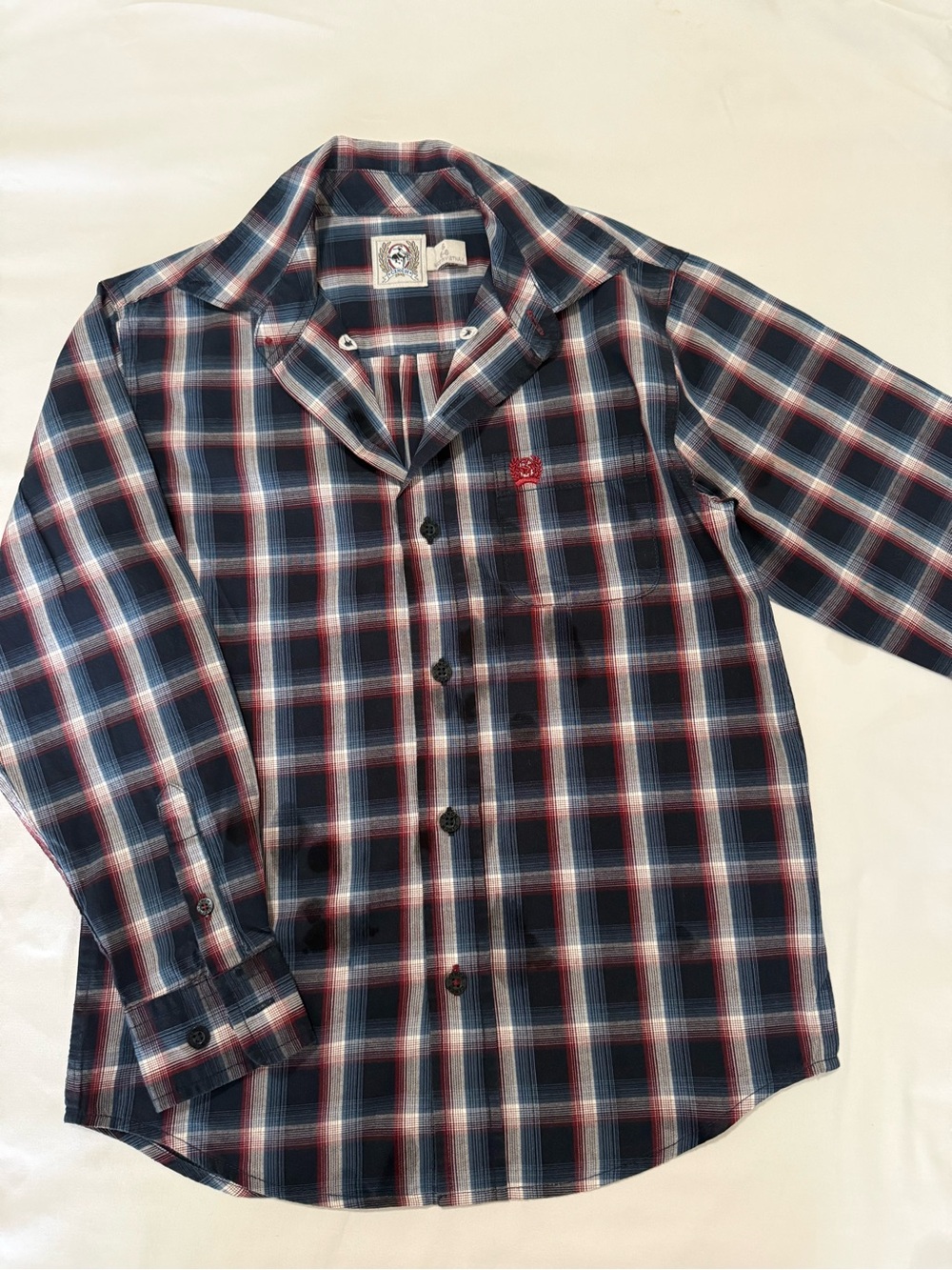 Cinch Boys Navy, Red & White Plaid Button-Down Shirt
